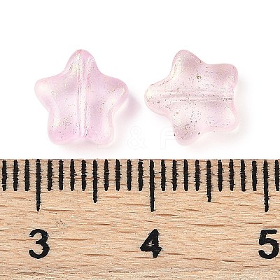 Transparent Spray Painted Frosted Glass Beads GLAA-NH0003-01C-1
