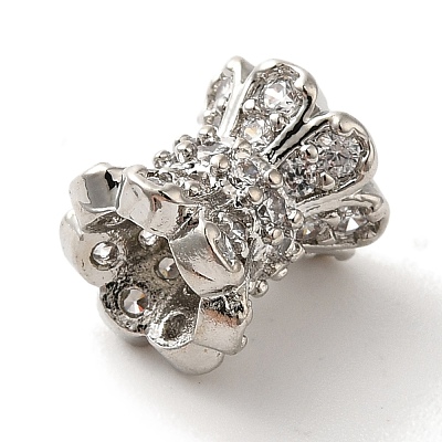 Brass Micro Pave Cubic Zirconia Beads KK-C072-07P-1