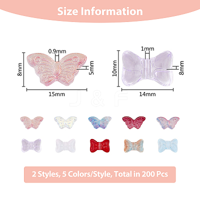 200Pcs 10 Style Transparent Spray Painted Glass Beads GLAA-FH0001-70-1