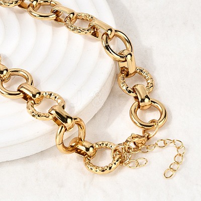13MM 304 Stainless Steel Textured Round Ring Link Chain Necklaces NJEW-P349-01B-G-1