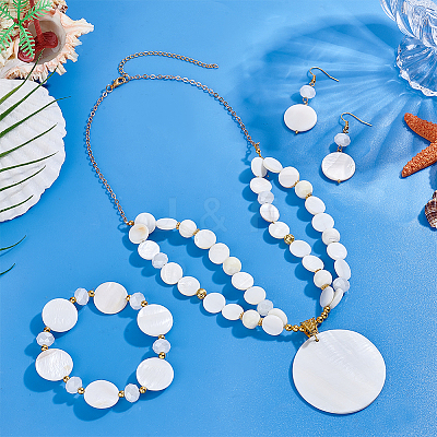 Natural Pearl Necklaces & Bracelets & Dangle Earring Sets SJEW-PH01394-1