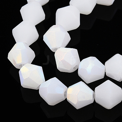 Imitation Jade Bicone Frosted Glass Bead Strands EGLA-A039-J6mm-MB06-1