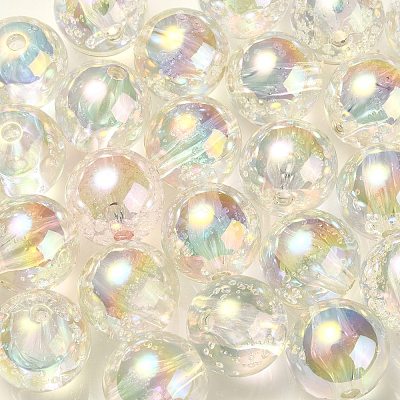 UV Plating Transparent Rainbow Iridescent Acrylic Beads TACR-D010-07B-1