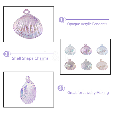 84Pcs 6 Colors UV Plating Opaque Acrylic Pendants PACR-DC0001-02-1