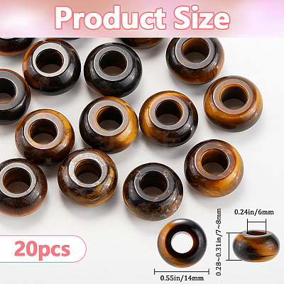 20Pcs Natural Tiger Eye European Beads G-SP0001-01B-02-1