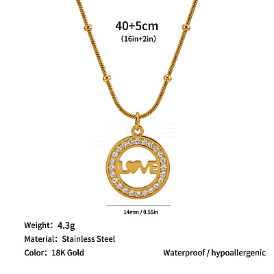 304 Stainless Steel Crystal Rhinestone Ring Pendant Necklaces WG906B2-03-1