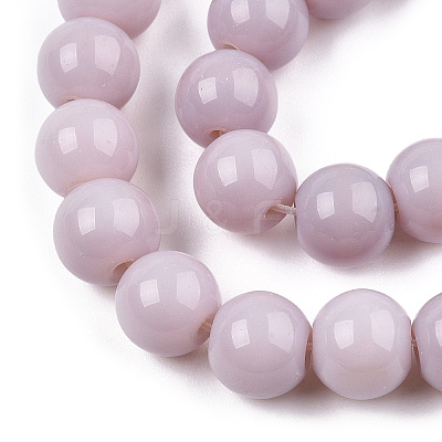 Opaque Solid Color Glass Beads Strands GLAA-T032-P8mm-07-1
