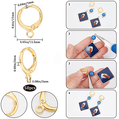50Pcs Brass Leverback Earring Findings KK-SC0004-22G-1