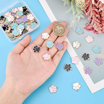 80Pcs 5 Colors Alloy Enamel Pendants ENAM-FH0001-35-1
