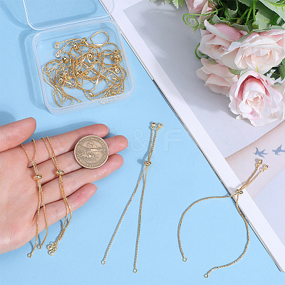12Pcs Rack Plating Adjustable Brass Slider Bracelet Making KK-SP0001-80G-1