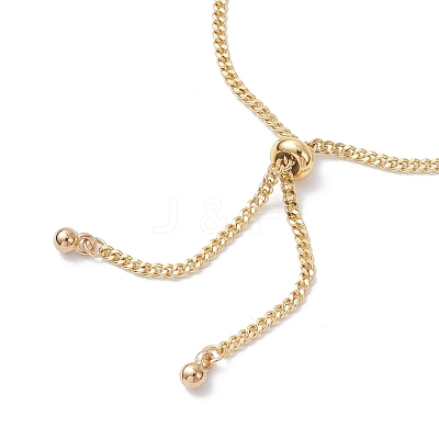 Adjustable Brass Clear Cubic Zirconia Flat Round Link Chains Slider Bracelets BJEW-JB12326-1