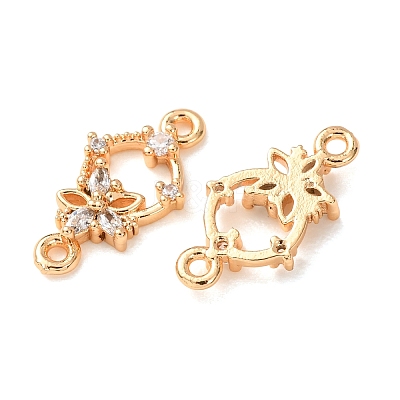 Brass Pave Clear Cubic Zirconia Connector Charms CU-CBAEC99-10G-1