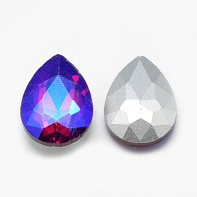 Pointed Back Glass Rhinestone Cabochons X-RGLA-T017-18x25mm-03-1