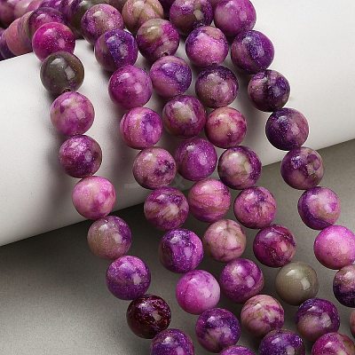 Dyed Natural White JadeImitation Charoite Smooth Round Beads Strands GG-CBA3334-A01-10mm-1