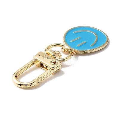 Smiling Face Enamel Pendant Decorations LS-KEYC-WH0036-08LG-01-1