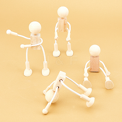 Unfinished Blank Wooden Robot Toys DIY-WH0097-05-1