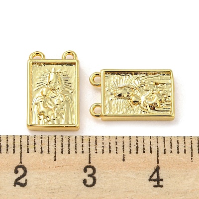 Rack Plating Brass Rectangle Charms with 2 Loops KK-Q804-28G-1