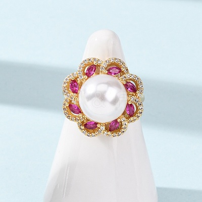 Adjustable Brass Micro Pave Cubic Zirconia Finger Rings for Women RJEW-A098-04G-1