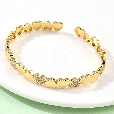 Brass Micro Pave Cubic Zirconia Bangles BJEW-C144-02G-1