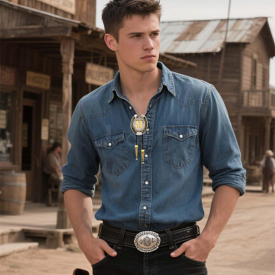 Cowboy Western Alloy Horseshoes & Letter Pendant Bolo Tie Necklaces NJEW-WH20014-02M-1