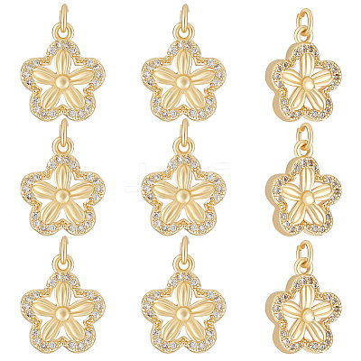 10Pcs Brass Micro Pave Clear Cubic Zirconia Charms ZIRC-BBC0001-87-1