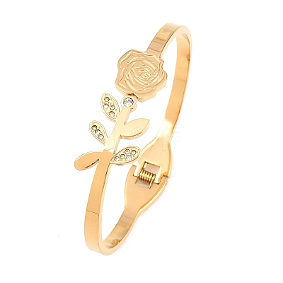 304 Stainless Steel Micro Pave Rhinestone Hinged Bangles for Women BJEW-E113-03G-1