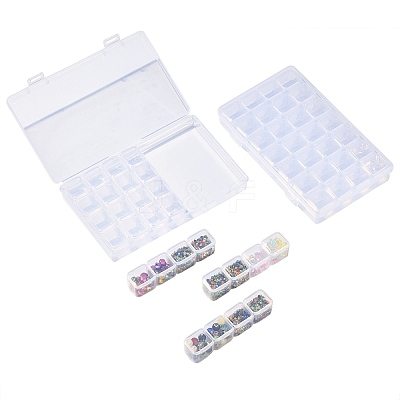 2Pcs Transparent Plastic 28 Grids Bead Containers CON-CJ0001-20-1