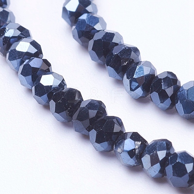 Faceted Rondelle Electroplate Half Plated Glass Beads Strands X-EGLA-F003-D01-1