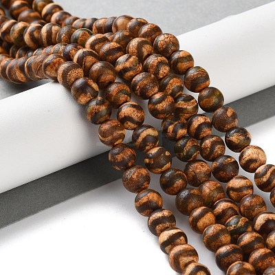 Dyed & Heated Tibetan Style dZi Beads Strands G-P564-A01-01A-1