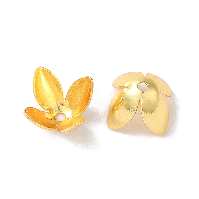 Rack Plating Brass Flower Bead Caps KK-K381-06A-G01-1