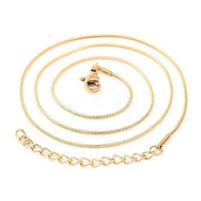 201 Stainless Steel Round Snake Chain Necklaces for Women NJEW-G140-06A-G-1-1