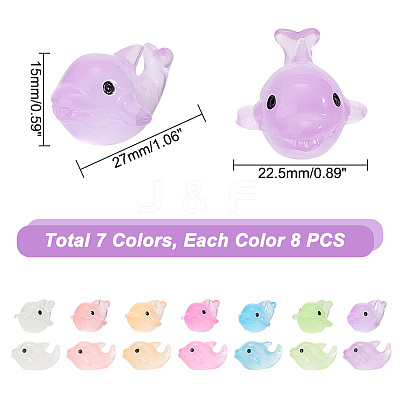 56Pcs 7 Colors Luminous Resin Display Decoration DJEW-GA0001-43-1