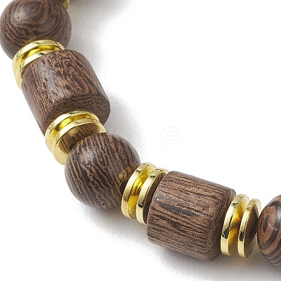 Natural Wenge Wood & Non-magnetic Synthetic Hematite Beads Stretch Bracelets for Women Men BJEW-JB13386-1