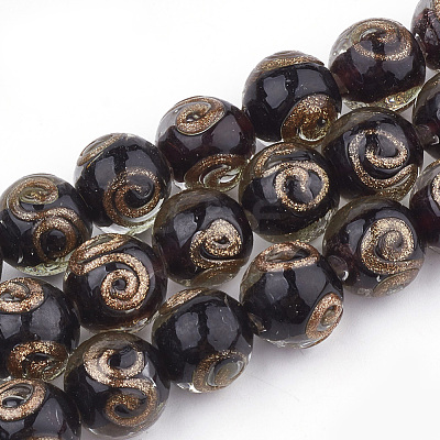 Handmade Gold Sand Lampwork Beads X-LAMP-T006-07A-1