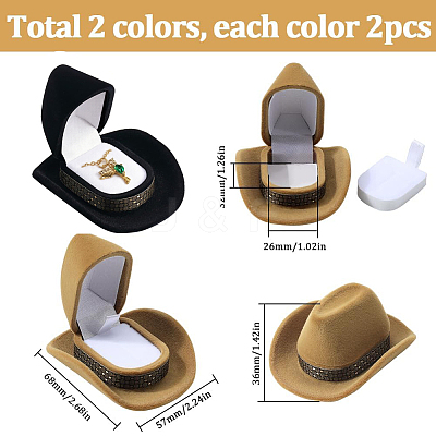 4Pcs 2 Colors Hat Velvet Jewelry Boxes CON-SC0001-19B-1