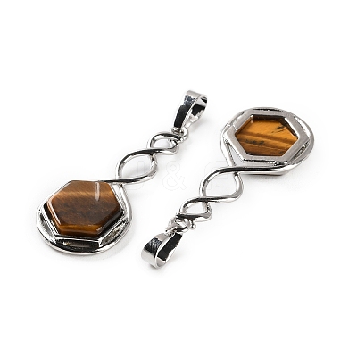Natural Tiger Eye Pendants G-F777-05P-11-1