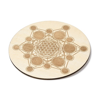 Sacred Geometric Wooden Grid DJEW-F028-01A-1