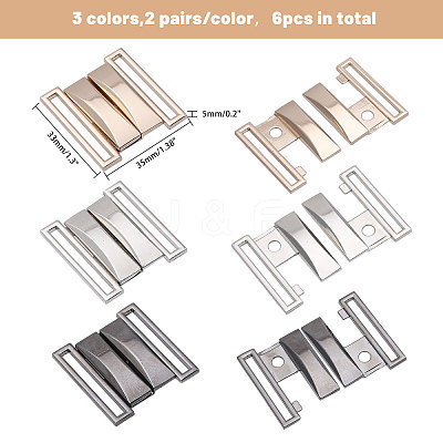6 Pairs 3 Colors Alloy Interlocking Clasps FIND-CA0009-21-1