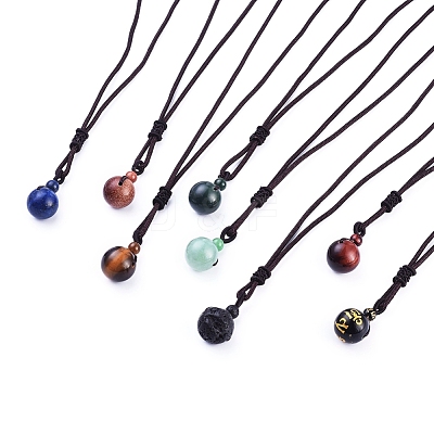 Natural & Synthetic Mixed Stone Pendant Necklaces NJEW-P241-A-1