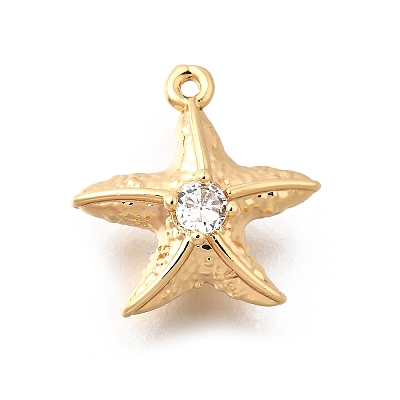 Brass Pave Clear Cubic Zirconia Charms KK-C096-14B-G-1