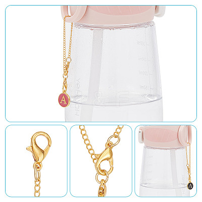 Flat Round with Letter A Alloy Enamel Pendant Decoration HJEW-AB00704-1