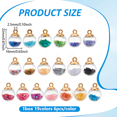 114Pcs 19 Colors Transparent Glass Pendants GLAA-ME0001-32-1