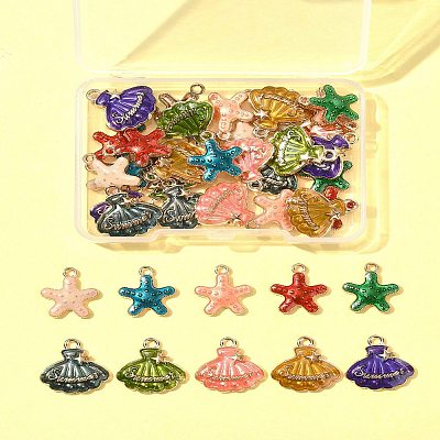 40Pcs 10 Styles Alloy Enamel Pendants ENAM-FS0002-66-1
