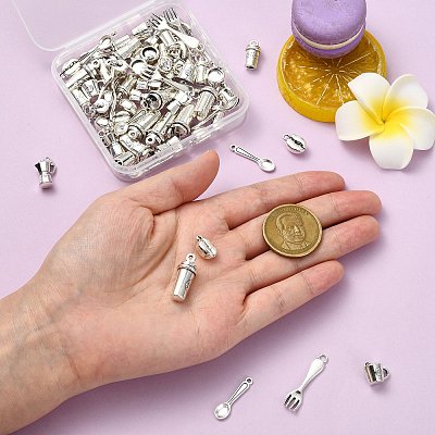 70Pcs 7 Styles Tibetan Style Zinc Alloy Pendants FIND-CJ0005-28-1