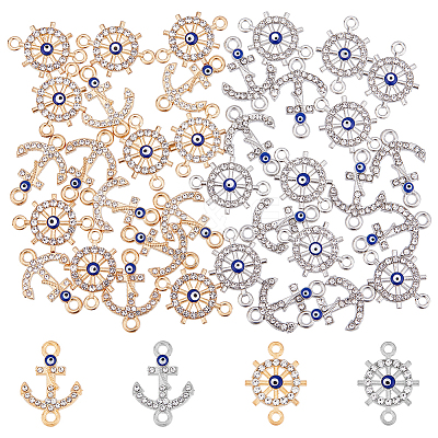 40Pcs 4 Styles Nautical Theme Alloy Evil Eye Enamel Connector Charms FIND-DC0004-26-1
