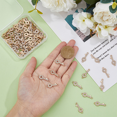80Pcs Alloy Crystal Rhinestone Connector Charms ALRI-DC0001-04-1