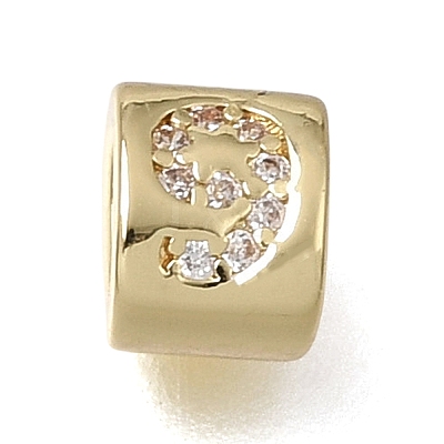 Brass Micro Pave Clear Cubic Zirconia Beads CU-CBAA19F-01G-J-1