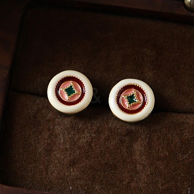 Brass Enamel Stud Earrings for Women WGB35AF-03-1