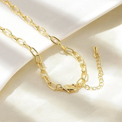 Brass Paperclip Chain Necklaces NJEW-A042-03G-1