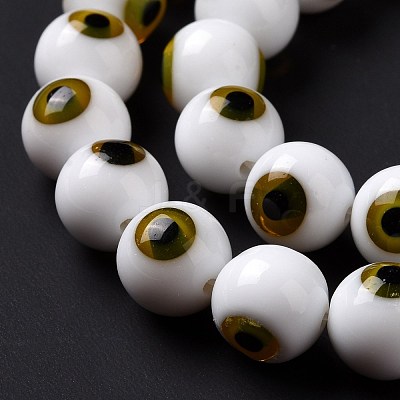 Handmade Evil Eye Lampwork Round Bead Strands LAMP-L055-10mm-32-1